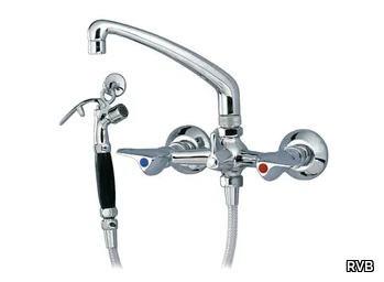 MEDICO - 2 hole wall-mounted washbasin mixer with spray _ RVB