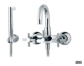 SULLY - 2 hole wall-mounted bathtub mixer with hand shower _ RVB