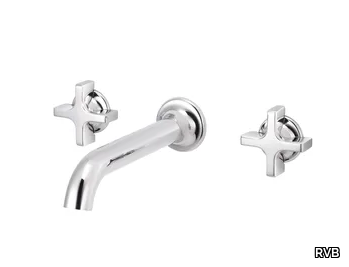 TIMES - 3 hole wall-mounted chromed brass washbasin tap _ RVB