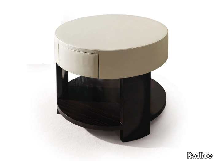 TOBIA - Round ebony coffee table with leather top _ Radice