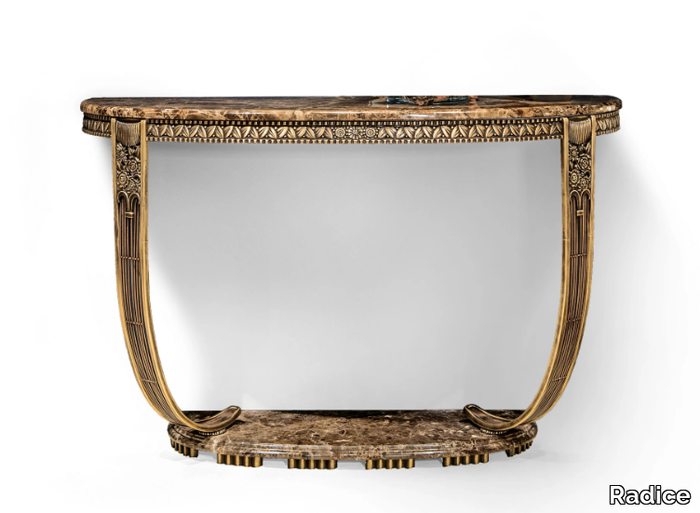 EDGAR - Demilune Dark Emperador marble console table with bronze base _ Radice