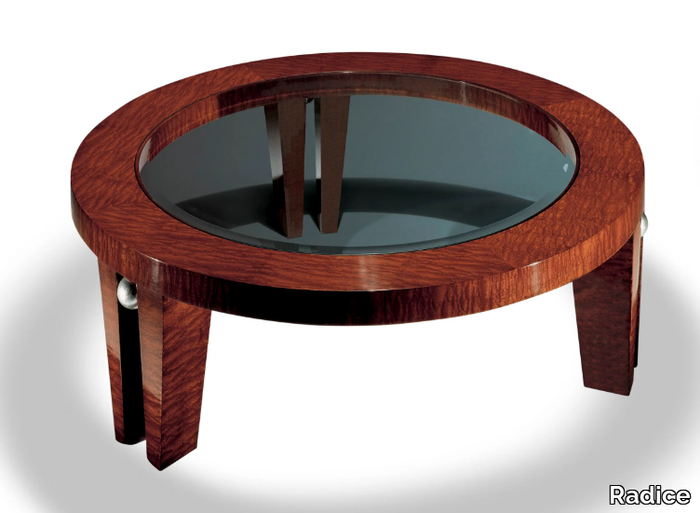 FOUGERE - Round wood and glass coffee table _ Radice