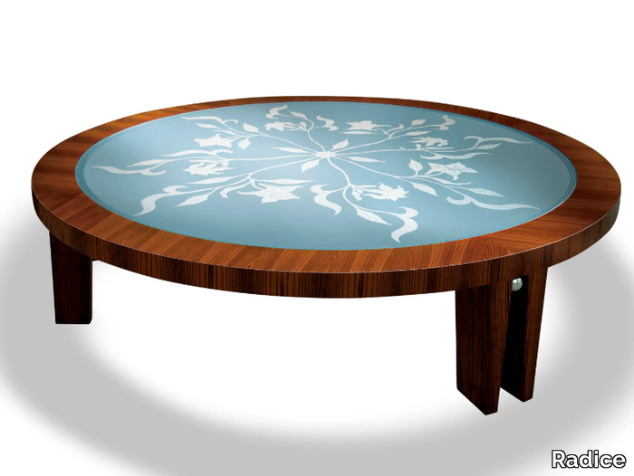 FLORAL - Round wood and glass coffee table _ Radice