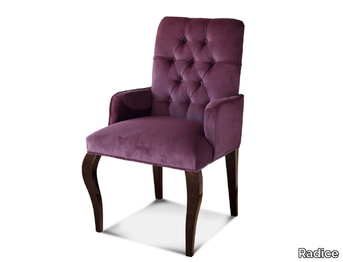 SAFIR - Tufted velvet chair with armrests _ Radice