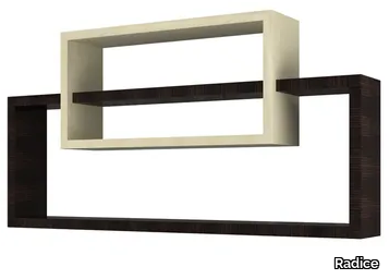 CHELSEA - Floating leather and wood bookcase _ Radice