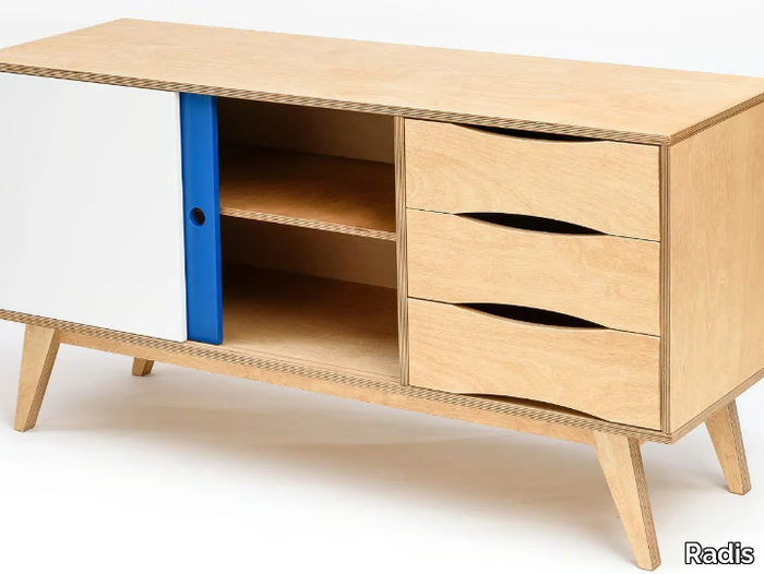 SOSIXTIES 2 DOORS - Contemporary style wooden sideboard with sliding doors with drawers _ Radis