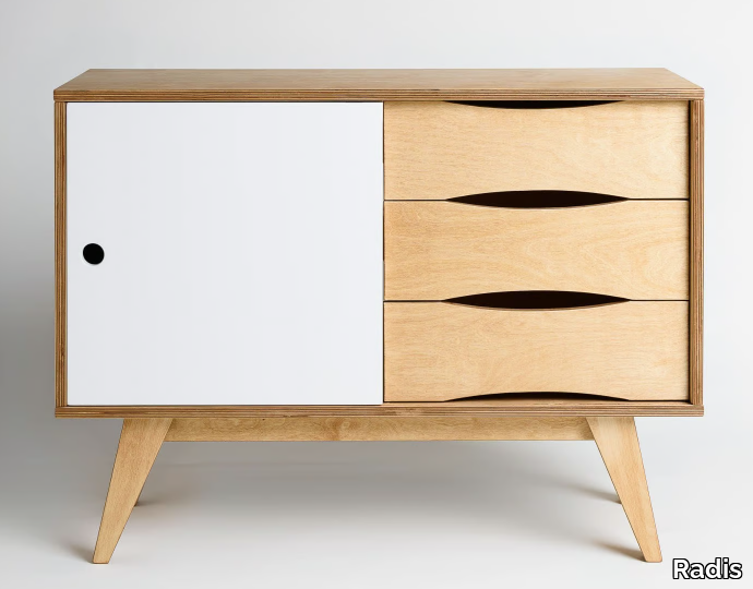 SOSIXTIES 1 DOOR - Wooden sideboard with sliding doors _ Radis