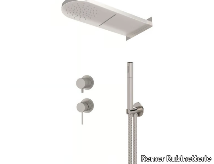 X STYLE INOX - Stainless steel shower set with overhead shower _ Remer Rubinetterie