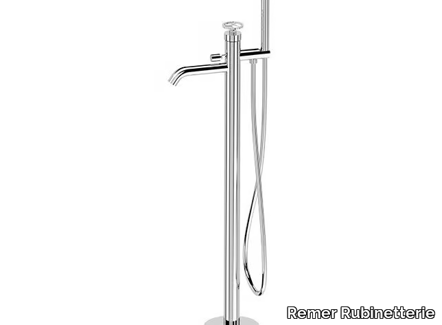 CHRONO - Floor standing single handle bathtub mixer with diverter _ Remer Rubinetterie