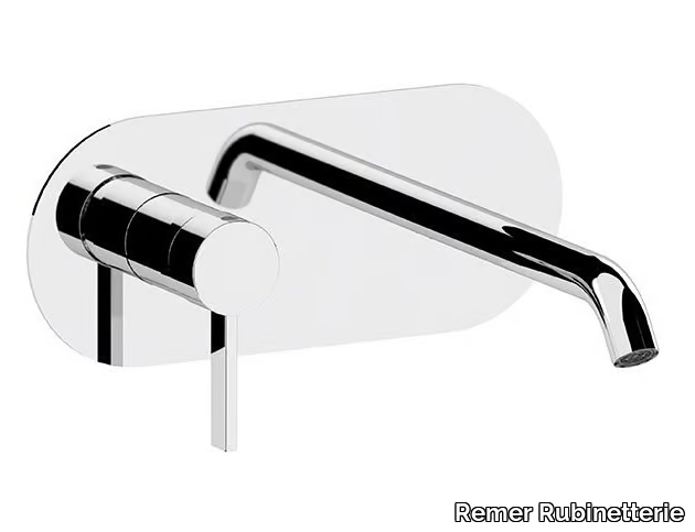 METRICA - Wall-mounted single handle washbasin mixer with plate _ Remer Rubinetterie