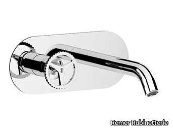 CHRONO - Wall-mounted single handle washbasin mixer with plate _ Remer Rubinetterie