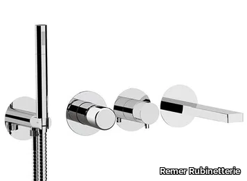 SLASH & DOT - Recessed single handle bathtub set with hand shower _ Remer Rubinetterie