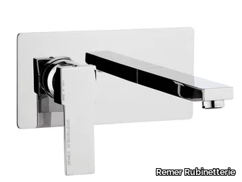 QUBIKA - Wall-mounted single handle washbasin mixer with plate _ Remer Rubinetterie