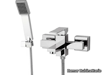 QUBIKA - Wall-mounted bathtub mixer with hand shower _ Remer Rubinetterie