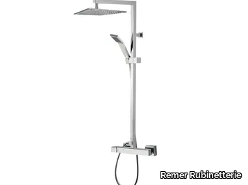 QUBIKA - Wall-mounted shower column with hand shower with overhead shower _ Remer Rubinetterie