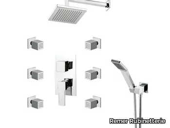 QUBIKA - Shower mixer with hand shower with overhead shower _ Remer Rubinetterie