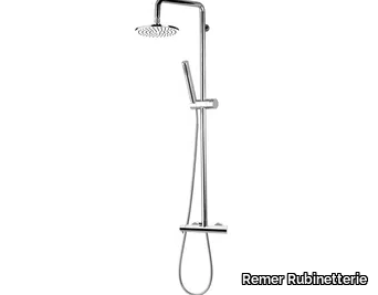 MINIMAL - Wall-mounted chromed brass shower panel with hand shower _ Remer Rubinetterie