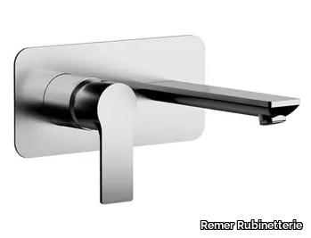 ENERGY - Wall-mounted chromed brass washbasin mixer with plate _ Remer Rubinetterie