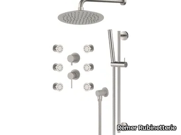 X STYLE INOX - Stainless steel shower set with overhead shower _ Remer Rubinetterie