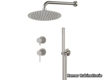 X STYLE INOX - Stainless steel shower set with overhead shower _ Remer Rubinetterie