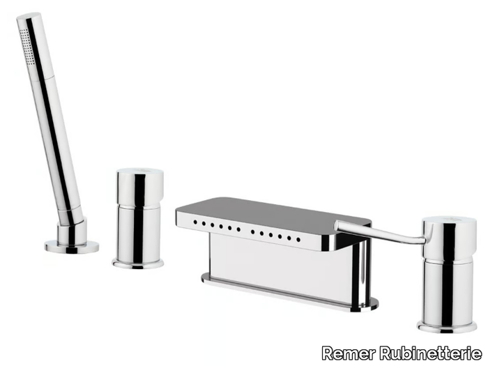 MINIMAL - 4 hole bathtub set with hand shower _ Remer Rubinetterie