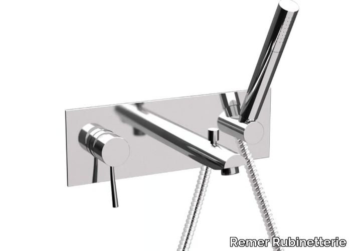 MINIMAL - Wall-mounted bathtub mixer with plate _ Remer Rubinetterie