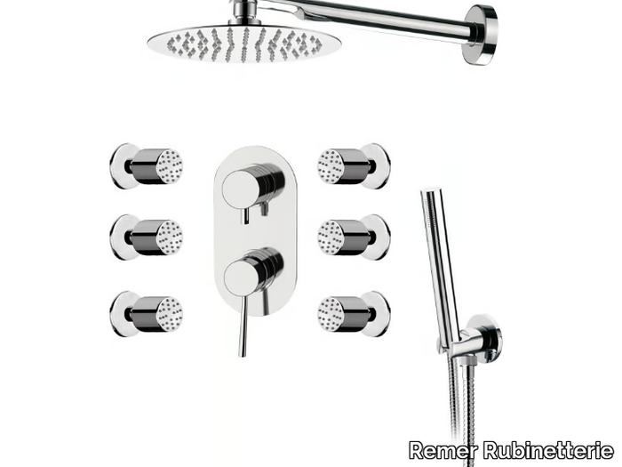 MINIMAL - Chromed brass shower mixer with hand shower _ Remer Rubinetterie