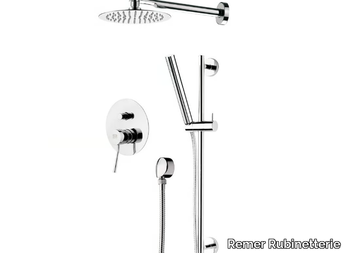 MINIMAL - Chromed brass shower wallbar with hand shower _ Remer Rubinetterie