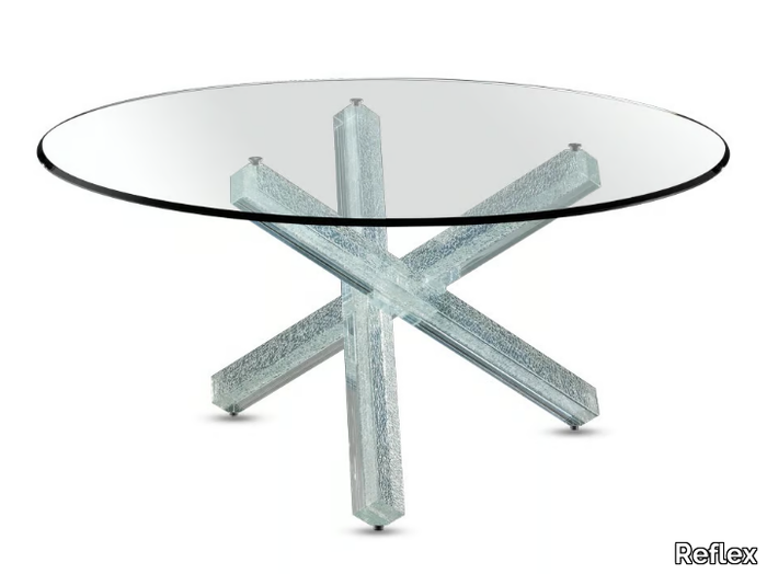 TRANSEO CRAQUELÈ - Round glass dining table _ Reflex