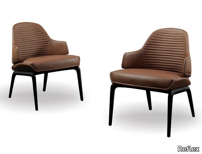 VELA - Leather armchair with armrests _ Reflex