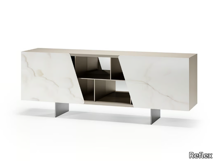 VERTIGO - Glass sideboard with sliding doors _ Reflex