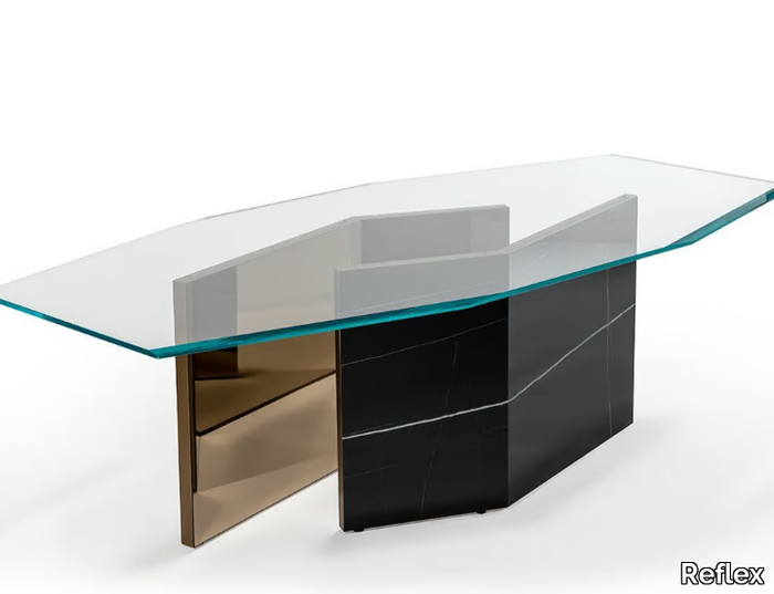 CUBITUM 72 - Octagonal glass dining table _ Reflex