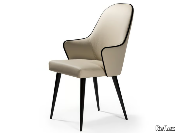 LUDWIG - Upholstered leather chair with armrests _ Reflex