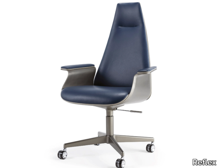 MINERVA HIGH - Height-adjustable upholstered leather executive chair _ Reflex