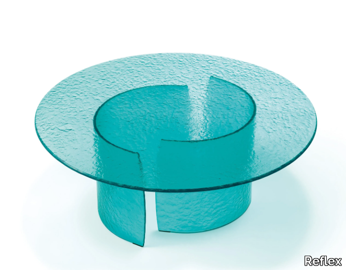 PETALO 40 ACQUA - Round glass coffee table for living room _ Reflex