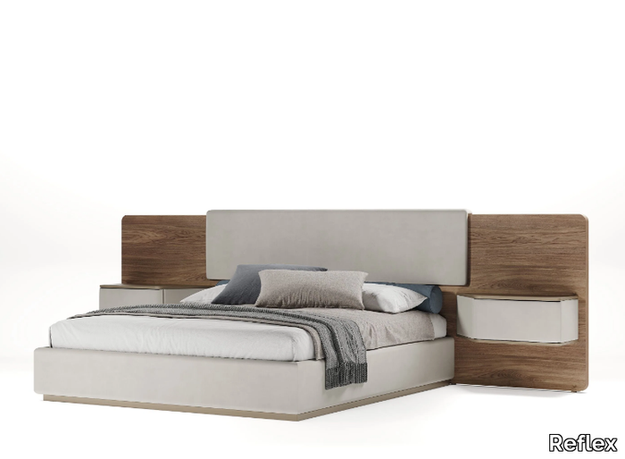 WAVE XL - Double bed with integrated nightstands _ Reflex