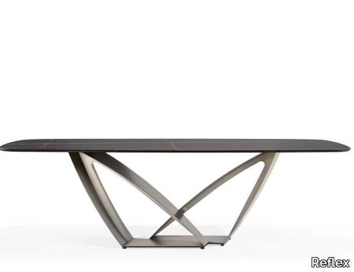 APEIRON 72 - Metal base table with MarmoReflex top _ Reflex