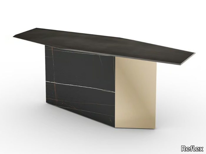 CUBITUM - Wood and glass console table _ Reflex