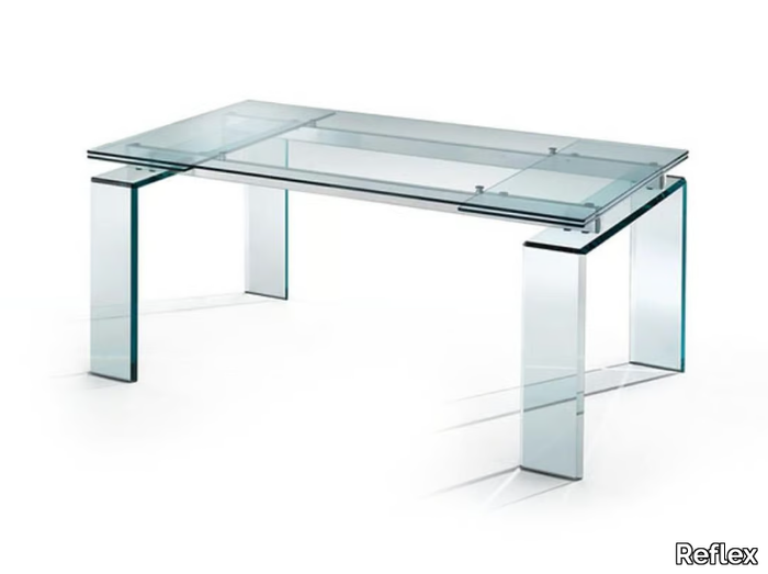 DARDO - Extending rectangular glass table _ Reflex