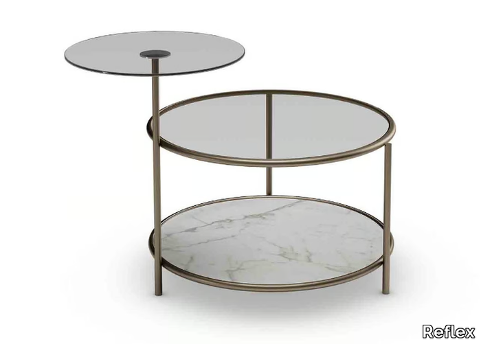 EGEO - Round glass coffee table with integrated magazine rack _ Reflex