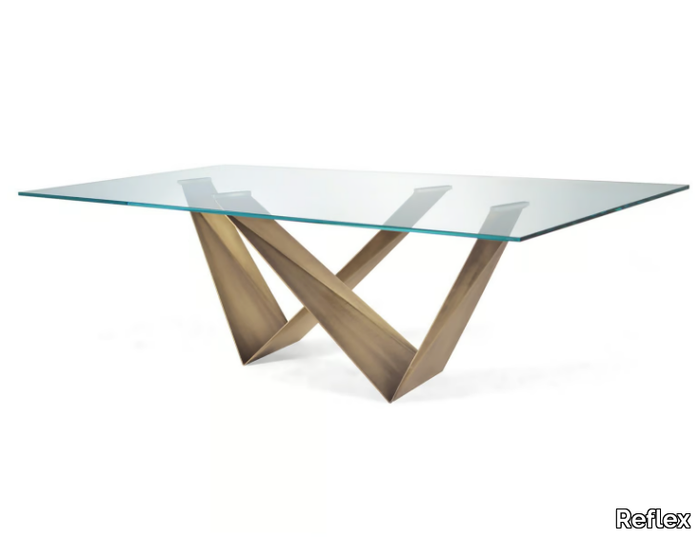 PRISMA - Rectangular glass dining table _ Reflex