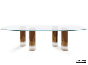 SIGNORE DEGLI ANELLI 72 - Oval glass table with Murano glass legs _ Reflex