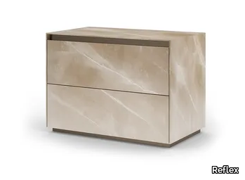 MONOLITE - Rectangular glass bedside table with drawers _ Reflex