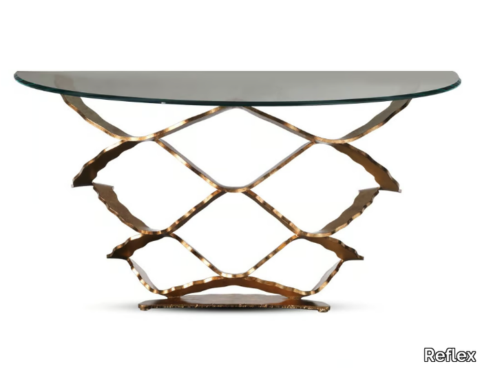 NEOLITICO - Demilune glass and iron console table _ Reflex