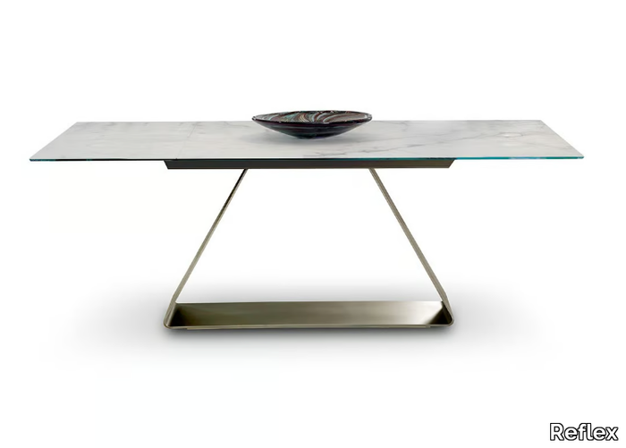 OH - Extending rectangular Marble glass table _ Reflex