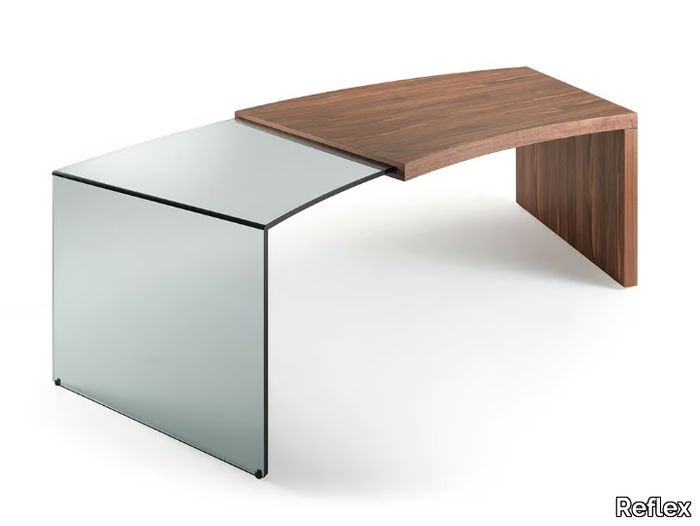 PEGASO - Wood and glass writing desk _ Reflex