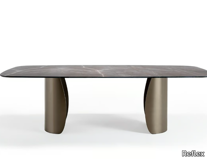 PETALO 72 - Oval glass dining table _ Reflex