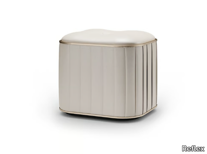 PLISSÈ - Upholstered square leather pouf _ Reflex