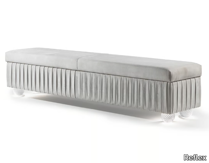 PLISSÈ - Upholstered storage leather bench _ Reflex