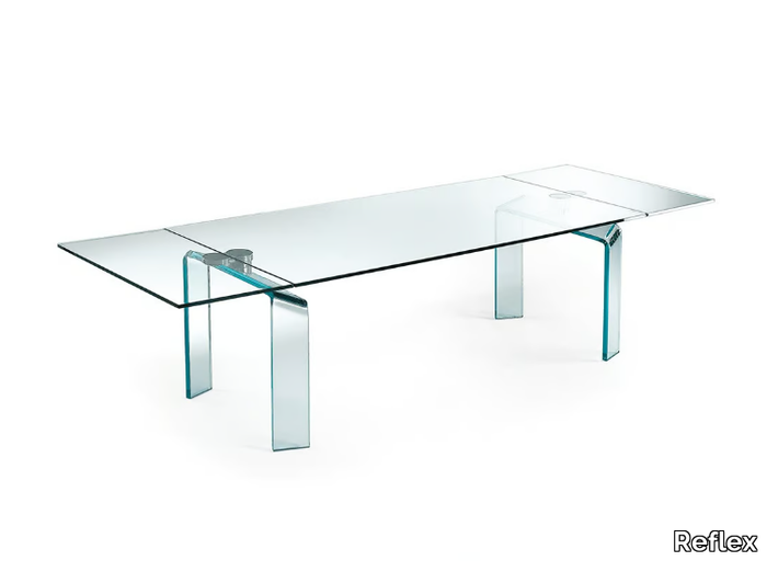 POLICLETO - Extending rectangular glass table _ Reflex